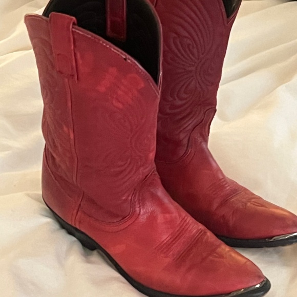 Red Leather Cowboy Boots - Picture 7 of 8